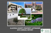 ALACHUA COUNTY PROPERTY APPRAISER 2019 ANNUAL REPORT · PROPERTY TYPE TAXABLE VALUE PERCENTAGE Residential $ 8,100,042,693 54% Multi-Family $ 2,006,239,551 13%