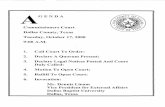 GENDA Dallas County, Texas Tuesday, October 17, 2000€¦ · 17/10/2000  · London Limousines against Dallas County. 12. COURT ORDER: To approve order authorizing Constable Burl