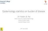 Epidemiology statistics on burden of disease · Outline 1. Epidemiology 2. Burden of disease 3. Statistics 4. Challenges & biases 5. Spatial epidemiology 6. Spatial statistics / geostatistics