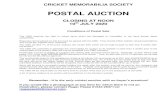CRICKET MEMORABILIA SOCIETY · 2020-06-10 · CRICKET MEMORABILIA SOCIETY POSTAL AUCTION CLOSING AT NOON 10th JULY 2020 Conditions of Postal Sale The CMS reserves the right to refuse