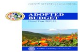 ADOPTED BUDGET - Ventura County, California · 2019-11-21 · Schedule 1, All Funds Summary: represents the County’s total budget, and summarizes ‘Total Financing Sources’ and