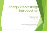 Energy Harvesting: introduction Cottone - EH introduction.pdf · Multimodal Energy Harvesting Beyond linear harvesting systems Ferrari, M., et al. (2008). Sensors and Actuators A: