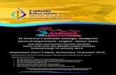 St Andrew's Catholic College, Redlynch · 3. CV/Resume (Maximum 2 Pages) Provide a CV/Resume which includes: Education Employment history (position, organisation, employment dates)