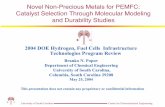 Novel Non-Precious Metals for PEMFC: Catalyst Selection ... · USC PEMFC catalyst project presentation for the 2004 Hydrogen, Fuel Cells & Infrastructure Technologies Program Annual