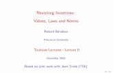 Revisiting Incentives: Values, Laws and Norms · Road map to the lectures L1 Extrinsic, Intrinsic and Attributional Motivation 1 Introduction, evidence 2 The general framework 3 Intrinsic