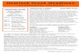 Hemlock Creek Headlines - Amazon Web Services · 2019-08-29 · 4:30 – 6:00 p.m. Sept 3 First Day of School . Sept 10 Hansen’s PTO Fundraiser begins . Sept 11 Picture Day . Sept