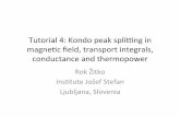 Tutorial)4:)Kondo)peak)spling)in) magne6c)ﬁeld ...nrgljubljana.ijs.si/slides-sissa/05b_tutorial4.pdf · Tutorial)4:)Kondo)peak)spling)in) magne6c)ﬁeld,)transportintegrals,) conductance)and)thermopower)
