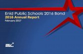 Enid Public Schools 2016 Bond 2016 Annual Report · 2016 Annual Report Enid Public Schools 2016 Bond February 2017. Goal: ... In 2016 we encumbered 8% of the bond funds designated