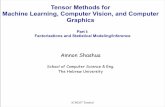 Tensor Methods for Machine Learning, Computer Vision, and …shashua/papers/ICML07... · 2008-04-09 · Clustering data into k groups: Beyond Pairwise Affinity. ICML07 Tutorial the
