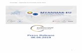 Press Release 06.06 - EuroCham Myanmar · 2019-06-06 · Mr. Kamil Pikal, head of Economic & Development Section, Embassy of Czech Republic . Eurocham – Myanmar EU Economic forum
