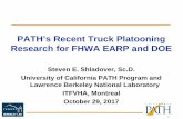 PATH’s Recent Truck Platooning Research for FHWA EARP and DOE · 10/29/2017  · minimum fixed gap to 3 s maximum time gap (87 m at 65 mph) – Cooperative ACC at longer time gaps
