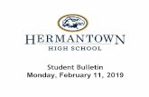 Monday, February 11, 2019 Student Bulle · 2019-02-08 · Valentine’ s Day & Class Color Day 12th Grade (Seniors): White WHite white 11th Grade (Juniors): Pink Pink Pink 10th Grade