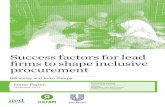 Success factors for lead firms to shape inclusive procurement · 2015-07-24 · innovative smallholder-based sourcing models for food ingredients, bringing together the development