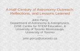 A Half-Century of Astronomy Outreach: Reflections, and ...astro.utoronto.ca/~percy/qilak.pdf · school curriculum (grade 1, 6, and 9 in Ontario). ... Royal Canadian Institute Instructor: