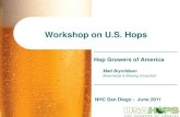 Workshop on U.S. Hops · Hop Growers of America (HGA) HGA is a not-for-profit organization that represents all hop growers in the U.S. It does not sell hops. Its goal is to promote