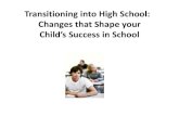 Transitioning into High School: Changes that Shape your ...€¦ · Stay involved at school Attend parent/teacher conferences, IEP meetings and your child’s school activities. Contact
