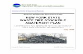 New York State Waste Tire Stockpile Abatement Plan · Tire Recycling Ulster County 0.3 million tires U Save Tire Corp Clinton County 0.2 million tires Coletta Recycling Queens County