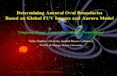 Determining Auroral Oval Boundaries Based on Global FUV ... · FUV spectra observed by TIMED/GUVI H 1216Å O 1304Å ... e e euv e e e N V P P N t N ... SSUSI data in southern hemisphere