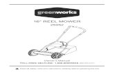 16 REEL MOWER - GW 16in... · 2015-08-28 · mower, when the wheels turn the reel spins and can cut. • Never mow when grass is wet as it can be slippery. • Do not use the reel