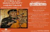 CYRILLIC MANUSCRIPT HERITAGE · This has been a productive year for the Hilandar Research Library (HRL) and the Resource Center for Medieval Slavic Studies (RCMSS) – so much so,