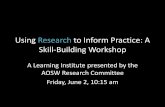 Using Research to Inform Practice: A Skill-Building Workshop · • OSW Staffing Standards • Using data to inform practice and program ... 2.0. 4.0. 6.0. 8.0. T1. T2. Pain Score.