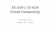 15-319 / 15-619 Cloud Computingmsakr/15619-s16/recitations/S16... · 2016-03-22 · Phase (and query due) Start Deadline Code and Report Due Phase 1 Part 1 Q1, Q2 Thursday 02/25/2016