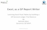 Excel, as a GP Report Writernetcomlearning.s3.amazonaws.com/webinars/...Excel, as a GP Report Writer Learning Excel Pivot Tables by building a GP General Ledger Trial Balance By Belinda