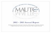 2002 – 2003 Annual Report reports/02_03.pdf · University of Pennsylvania, The University of Virginia, Virginia Polytechnic Institute and State University, and West Virginia University.
