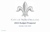 2015 Budget Proposal - New Orleans · 2015 Budget Proposal 2015 Budget Accomplishments 21 Public Safety, Cont. NOFD - $11.7M added to comply with court order and to fully fund actuarial