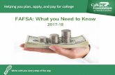 FAFSA: What you Need to Know · What is CFNC? • Comprehensive Website at • Toll-free telephone advice at 866.866.CFNC • Field representatives in every area code in NC. What