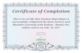 Certificate of Completion This is to certify that Student ...udemy-certificate.s3.amazonaws.com/pdf/UC-F86GHHXF.pdf · Certificate of Completion This is to certify that Student Raja