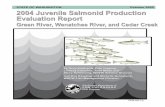 2004 Juvenile Salmonid Production Evaluation Report2 · Weekly catch and population estimates for hatchery coho salmon smolts migrating past the Cedar Creek trap in 2004.....4-19