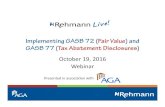 Rehmann Live Implementing GASB 72 and GASB 77 · GASB Statement 72 Fair Value Measurement and Application • Transportation costs – The costs that would be incurred to transport