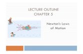 LECTURE OUTLINE CHAPTER 5 - uquspy.weebly.comuquspy.weebly.com/uploads/1/6/9/5/16956564/ch5_p.pdf · LECTURE OUTLINE CHAPTER 5 Newton’s Laws of Motion. 5-1 Force and Mass Force:
