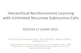 Hierarchical Reinforcement Learning with Unlimited Recursive ...Hierarchical reinforcement learning architecture RGoal • In RGoal, an agent's subgoal settings are similar to subroutine