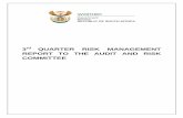 3rd QUARTER RISK MANAGEMENT REPORT TO THE AUDIT AND … · Quarter 3 Risk Management Report Page 3 1. Introduction Section 38(1)(a)(i) and 51(1)(a)(i) of the Public Finance Management