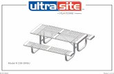 Model # 238-SR6U · 800-45-ULTRA ULTRA SITE PRODUCT SPECIFICATIONS 238-SR6U 6’ PORTABLE PICNIC TABLE WALK-THROUGH DESIGN Top & Seats: End plates are fabricated out of 7 gauge x