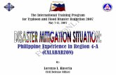 May 7-11, 2007 ONLY ITW TAIWAN.pdf · The International Training Program for Typhoon and Flood Disaster Reduction 2007 May 7-11, 2007 Lorenzo L. Haveria Civil Defense Officer. By: