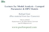 Lecture 5a: Model Analysis - Lumped Parameter & DPS Models · 2018-04-05 · Lecture 5a: Model Analysis - Lumped Parameter & DPS Models Rafiqul Gani (Plus material from Ian Cameron)