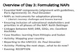 Overview of Day 3: Formulating NAPs...subnational development and sectoral planning •C1: Prioritizing climate change adaptation into national planning Connection to previous sessions