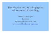 Physics of surround rec - davidgriesinger.com · The Ideal Reverberation • There is an ideal reverberation profile – This profile is required by human perception. • The ideal