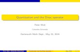 Quantization and the Dirac operatorwoit/qmdirac-dartmouth-printable.pdf · Kostant Dirac operator has (up to a constant), a square root given by D g = X (ej e j) + 1 q(˚) where ˚2