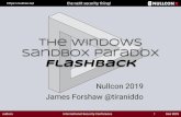 Flashback Sandbox Paradox The Windows - NULLCON · 2019-08-27 · Chromium Windows Sandbox Owner “Attacking Network Protocols” Author @tiraniddo on Twitter. 2. nullcon International