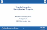 Hospital Inspector Recertification Program...Certifications List (Continued) • Deleted Fire Extinguishing Systems. • Deleted Concrete, Masonry, Steel, and Welding. • Deleted