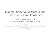 Clinical Phenotyping from EHRs: Opportunities and Challenges 1... · 9/10/2015  · Multiple Terminologies. 1. Outpatient COPD encounter . ICD-9 (or corresponding SNOMED) codings