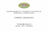 SMITHFIELD TOWN COUNCIL SPECIAL MEETING · 7/30/2020  · Smithfield Town Manager’s office at 401-233-1010 at least forty-eight (48) hours prior to the meeting. ... Old County Road