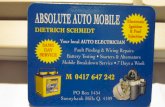 ABSOLUTE MOBILE Electronic Z. DIETRICH SCHMIDT ......ABSOLUTE MOBILE Electronic Z. DIETRICH SCHMIDT & Fuel local AUTO ELECTRICIAN ÞpvvN Fault Finding & Wiring Repairs Battery Testing