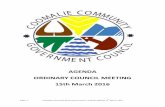 AGENDA ORDINARY COUNCIL MEETING 15th March 2016€¦ · attendance. 1 PERSONS PRESENT ELECTED MEMBERS PRESENT ... Minutes of the Ordinary General Meeting held 16th January 2016, are