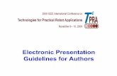 Electronic Presentation Guidelines for Authors · presentation at workshops and tutorials • Provides an electronic template 3 – The file you are reading has settings, colors and