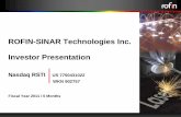 ROFIN-SINAR Technologies Inc. Investor Presentation · lasers and laser‐based products used in material processing ... Scientific. Company. Slide8 (Mio. US$) 258,0 323,0 375,0 420,9